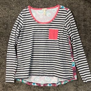 Matilda Jane Long Sleeve Striped Back Print Ragland Long Sleeve size S